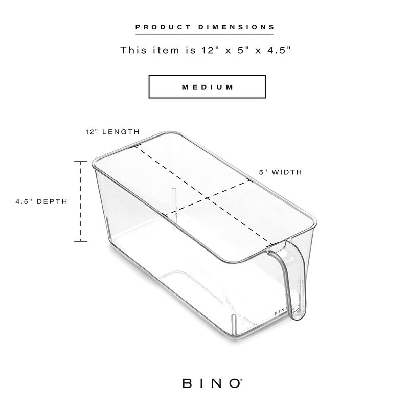 BINO l Plastic Storage Bins l THE HOLDER COLLECTION l 4-Pack, Medium Multi-Use Clear Containers for Organizing with Built-in Handles l Pantry Organization & Storage l Kitchen Organizer l Storage Bins - Image 3